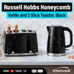 Russell Hobbs Honeycomb Kettle and 2 Slice Toaster, Black